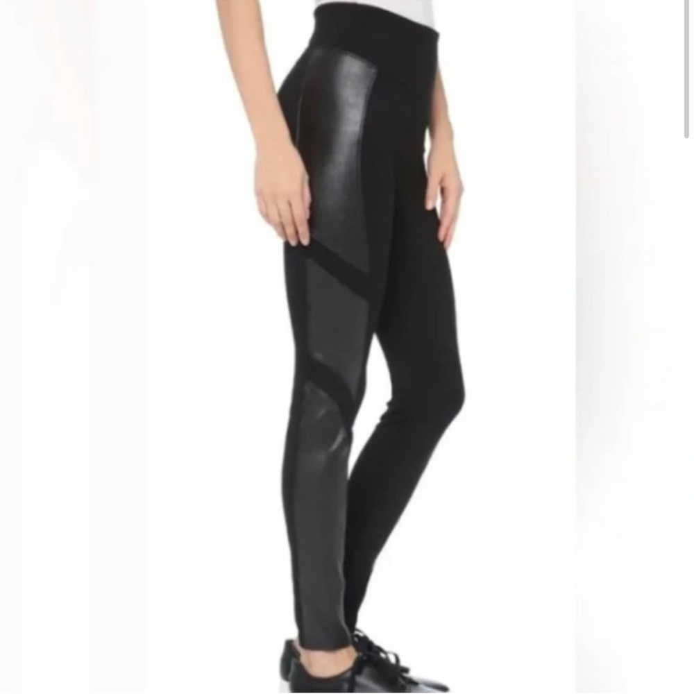 Spanx Moto Ponte Faux Leather Leggings in Black Size S